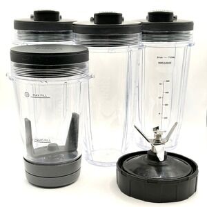Ninja‎ Blender Replacement Parts 3 24oz Cups w/Spout Lids Blade NutriBowl BN801